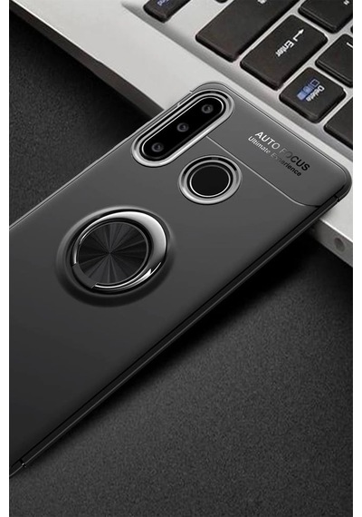 Gld-spt- Newface Huawei Y6p Kılıf Range Yüzüklü Silikon - Siyah