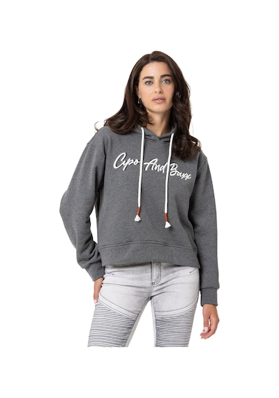 Cipo & Baxx Kadın Basic Grafik Baskılı Uzun Kollu Sweatshirt Wl351 Antrasit