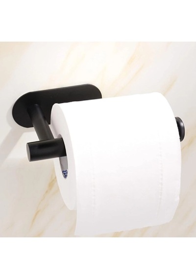Mutfakta Kullanımına Uygun Kendinden Yapışkanlı Tuvalet Kağıtlığı Mat Siyah Modern Banyo Rulo Askısı 7010
