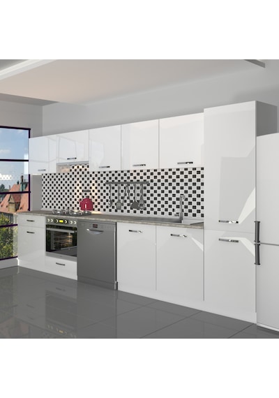 Decoraktiv Elite 325 Ankastre Fırın Modüllü Mdf Hazır Mutfak Dolabı - Tezgah Dahil - Parlak Beyaz
