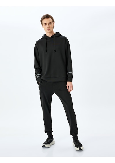 Koton Beli Bağcıklı Lastikli Paça Jogger Spor Eşofman Altı Siyah 5sam40015nk Siyah
