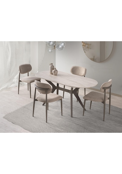 Star Polo Travertan Cappucino Mutfak Masa Sandalye Takımı 82x138 Cappuccino