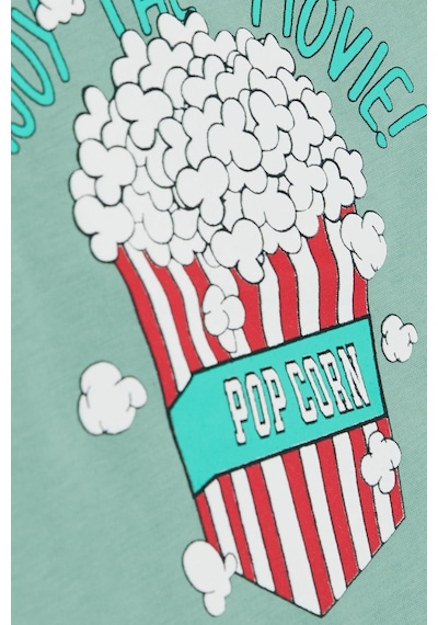 Breeze Girls & Boys Erkek Çocuk Tişört Pop Corn Baskılı 2-6 Yaş, Mint Yeşili-mint Yeşili Mint