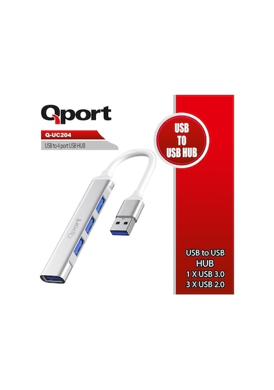 Qport Q-uc204 Usb3.0 4 Port Usb Çoklayıcı Giriş: Usb3.0 Tip-a Çıkış:3xusb2.0+usb3.0