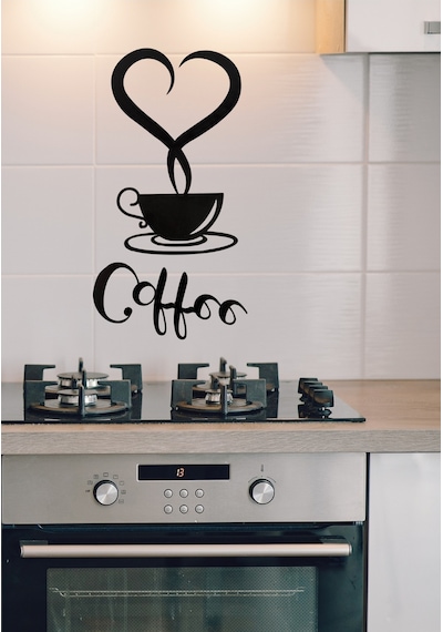 Kalp Buharlı Kahve Fincanı Duvar Dekoru Mutfak Ve Kafe İçin Dekoratif Tablo Coffee Temalı Duvar Süsü