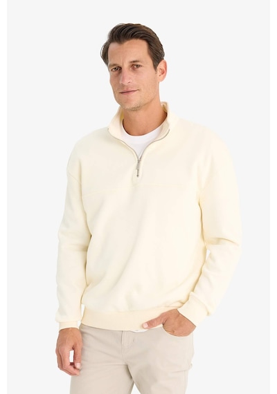 DeFacto Relax Fit Dik Yaka Fermuarlı Basic Düz Kalın Sweatshirt E5334AX24WNER100