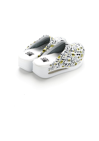 Drmoon Emoji Desenli Airmax Taban Hakiki Deri Sabo Kadın Terlik Beyaz