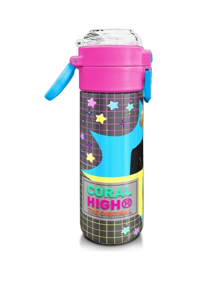 Coral High Kids Gri Mavi Pembe Anime Desenli Pipetli Ve Direkt İçim Çelik Termos 500 Ml 31943 Gri - Mor