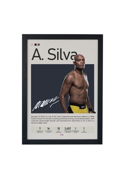 Anderson Silva Ahşap Çerçeveli Poster Tablo Spider Efsanesi Tasarım Siyah