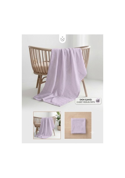 2 Li Müslin Bebek Örtüsü 80x90 Cm Müslin Bebek Örtüsü & Yeni Doğan Kundak Alt Açma Mor - 865012378 Mor