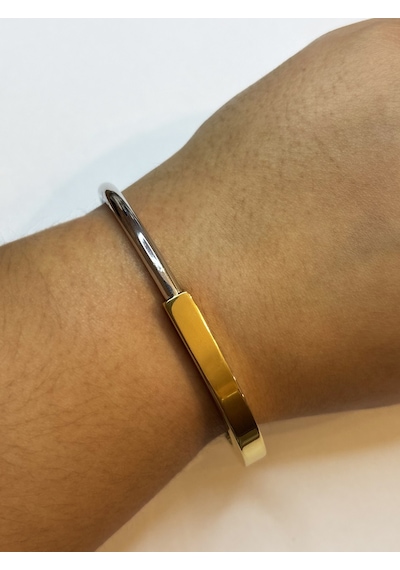 Celikchi Unisex Asma Kilit Model Gold Modern Görünümlü Çelik Bilezik