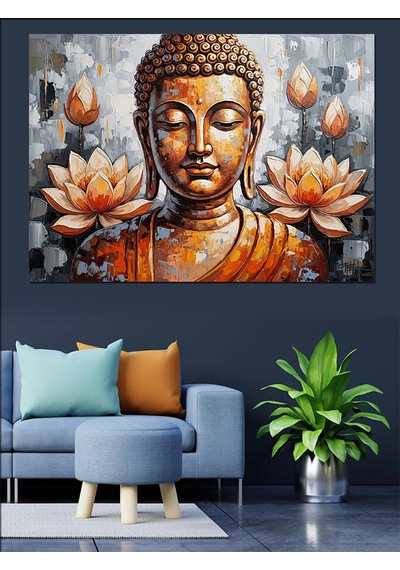 Ahşap Tablo Meditasyon Yapan Buda Ve Lotus Çocuk Odası Tabloları