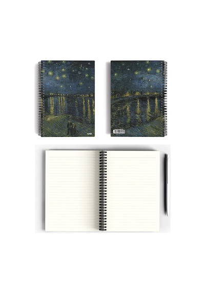 Vincent Van Gogh/starry Night Over The Rhone,1888 Spiralli Defter 24 A5 Çizgili 100 Syf Okul Düz Çok Renkli