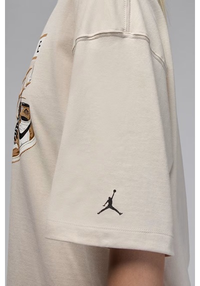 Nike Jordan Flight Women's Oversized T-shirt Kadın Grafik Logo Pamuklu Tişört Krem