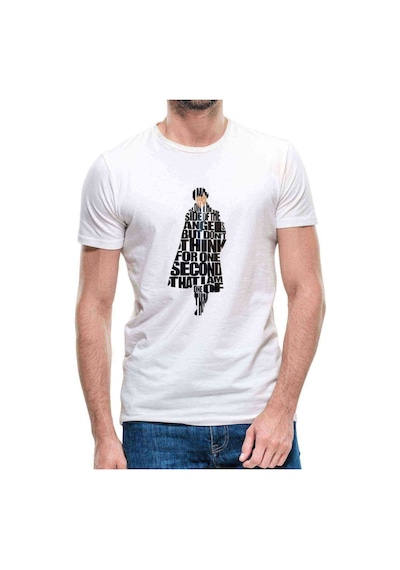 Sherlock Typography Erkek Beyaz Tshirt