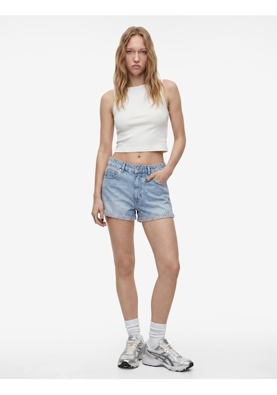 Koton Taş Detaylı Pamuklu Düğmeli Cepli Mini Denim Şort Açık İndigo 6sal40048md Koton Taş Detaylı Pamuklu Düğmeli Cepli Mini Denim Şort Açık İndigo 6sal40048md