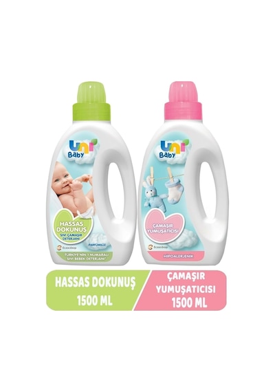 Uni Baby Çamaşır Deterjanı Sensitive 1500ml+yumuşatıcı 1500ml Hassas/hipoalerjenik Karma -2 Li Set 100 ML