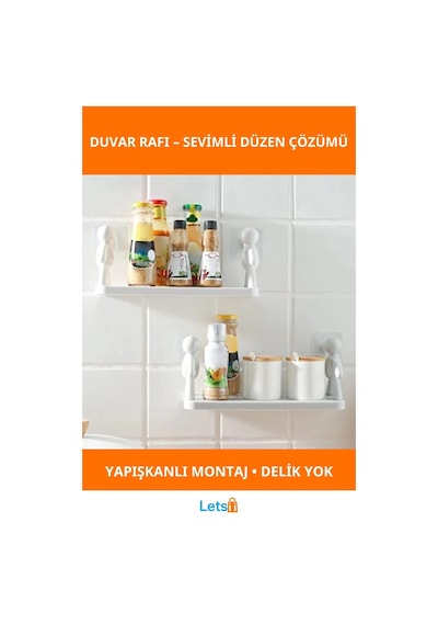 İnsan Figürlü Yapışkanlı Çok Amaçlı Duvar Rafı 1 Adet