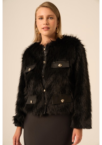 Ftz Women Kadın Peluş Mont Siyah 31241 Siyah