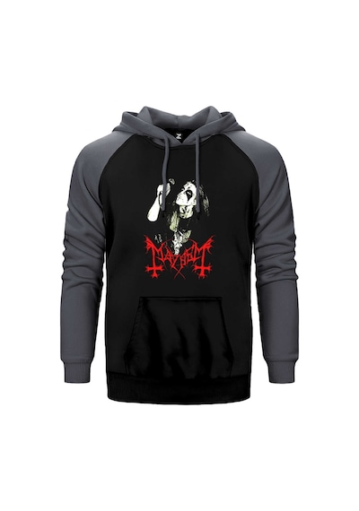 Mayhem Rotten Dead Gri Renk Reglan Kol Kapşonlu Sweatshirt Gri