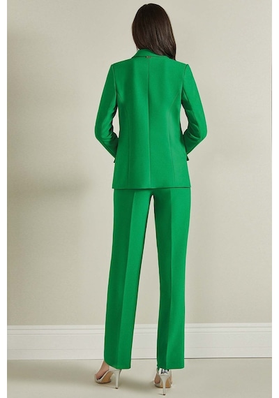 Erkek Yaka Yeşil Dokuma Blazer Yeşil