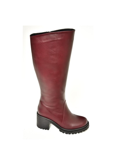 Fox Shoes R654047703 Bordo Hakiki Deri Kalın Topuklu Kadın Çizme Bordo-hakiki Deri Bordo
