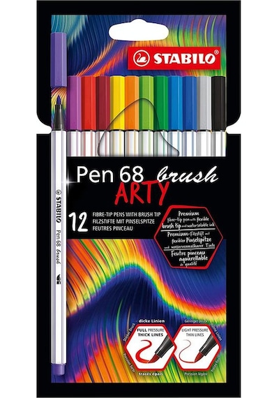 Stabilo Pen 68 Brush Arty Fırça Uçlu Keçeli Kalem Seti 12'li