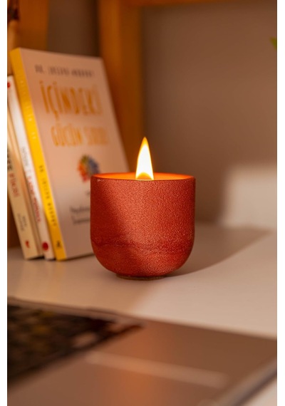 "cyle"%100 Soya Wax Organik Beton Mum & Saksı - Kırmızı Çok Renkli