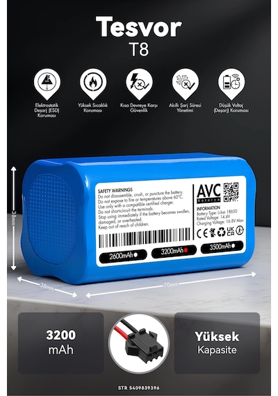 Tesvor T8 3200mah Robot Süpürge Bataryası D.k
