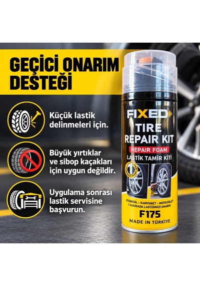 Fıxed F175 Lastik Tamir Kiti 400 Ml Hortumlu Acil Lastik Onarım Köpüğü