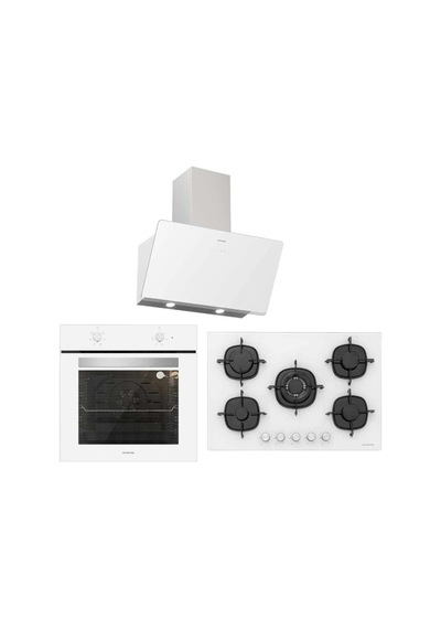 Silverline BO6501W01 - CS5365W01 - 3457 Soho 80 Beyaz Cam Ankastre Set