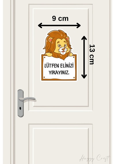 Sevimli Aslan V2 Sticker Lütfen Elinizi Yıkayınız Etiketi Standart