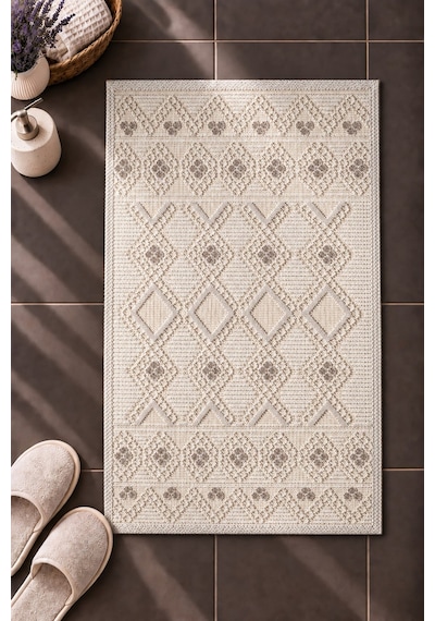 Sakura Sk018a Doğal Pamuk 2'li Banyo Paspas Seti 60x100 60x50cm Kaymaz Taban Makinada Yıkanabilir Renkli