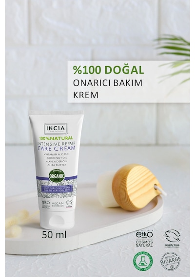 INCIA %100 Doğal Onarıcı Bakım Kremi Yoğun Nemlendirici Cilt Bakım Lavanta Avokado Shea Vegan 50 ML