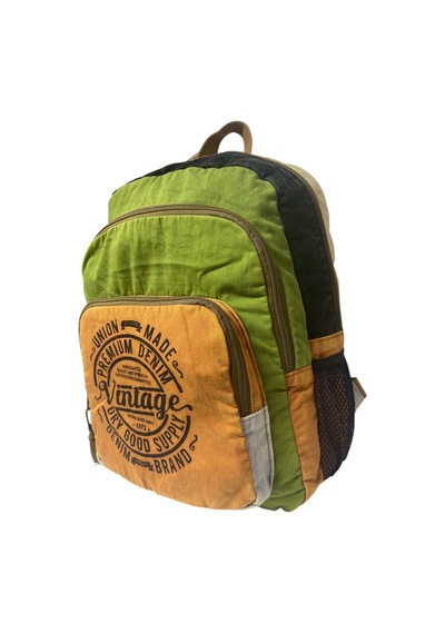 Dark Cotton Kaliteli Vintage Salaş Yıkama Kumaş Disayn Günlük Gezi Okul Sırt Çantası 30cmx40cm Turuncu - Haki