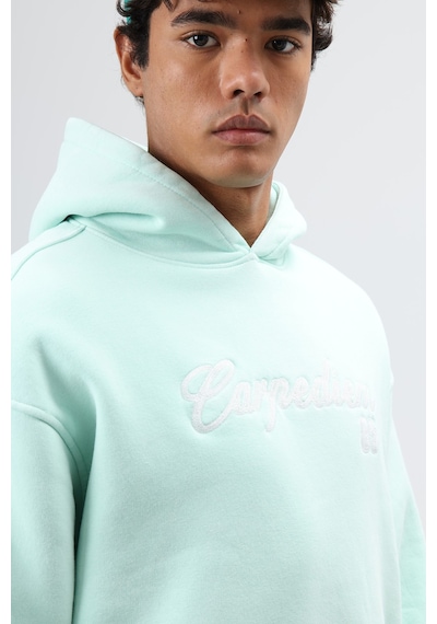 Vamos Oversize Baskılı Kapüşonlu Hoodie Mint