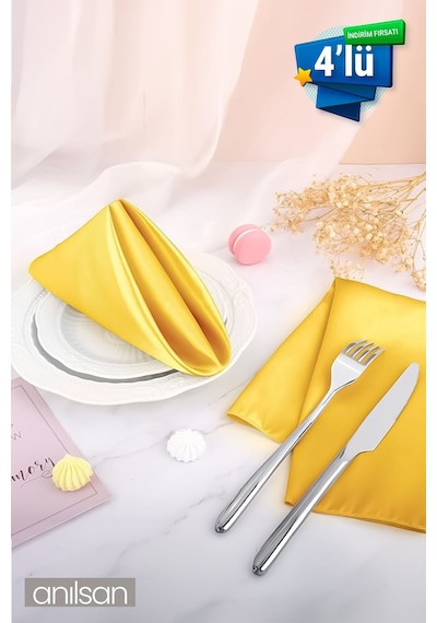 4'lü Kumaş Peçete - 50x50 Cm Zarif Sunum Peçetesi - Yemek Sunumu İçin Pratik Ve Kaliteli Seçim Beyaz