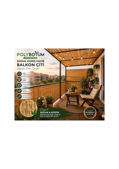 Premium Doğal Kamış Bahçe Çiti Hasır Gölgelik Balkon Teras Tavan