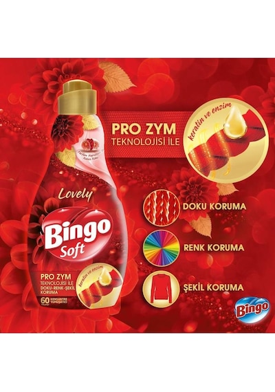 Bingo Soft Konsantre Çamaşır Yumuşatıcısı Lovely 1440 Ml X 6 Adet 6'lı Set
