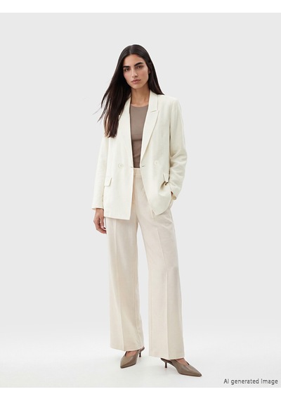 Lcw Studıo Beyaz Kruvaze Yaka Kadın Blazer Ceket