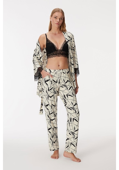 Anıl Kadın Sabalıklı Dantel Detaylı Braletli Pijama Takım Siyah