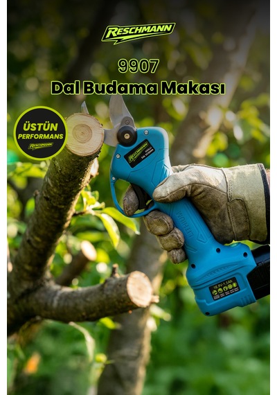 Reschmann R-M9907 Profesyonel 30MM Şarjlı Dal Budama Makası - Çift Bataryalı Yedek Bıçaklı Akülü Bağ Makası
