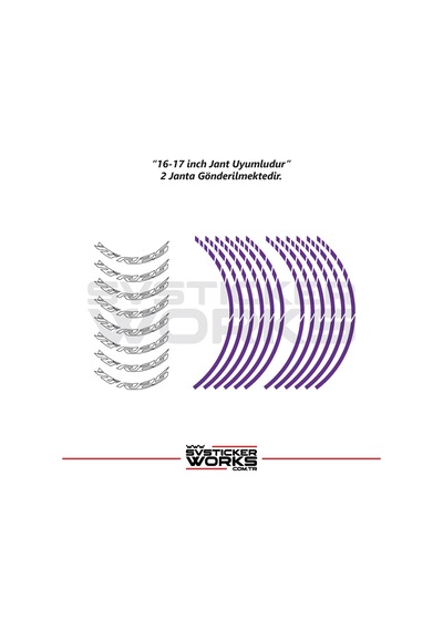 Yamaha Yzf-r25 Jant Sticker Dış Ve İç Set Sticker Jant Şeridi Mor