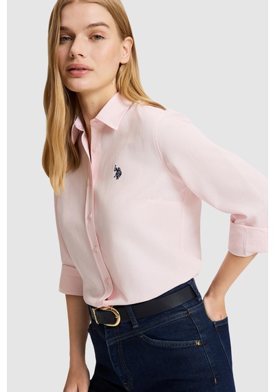 U.S. Polo Assn. Kadın Açık Pembe Uzun Kollu Basic Gömlek 50324791-vr078 Acık Pembe