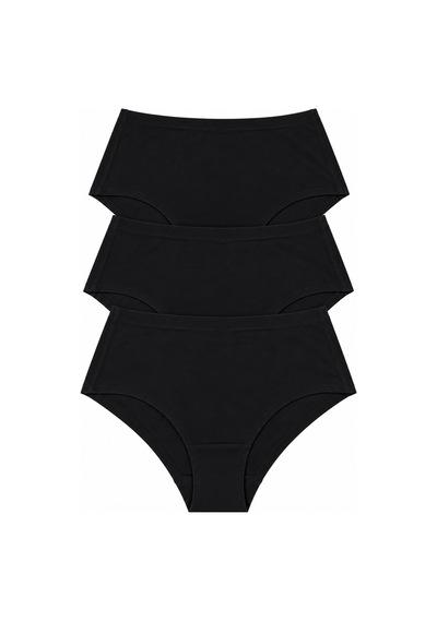 Bonbon Kadın Pamuk Kumaş 3'lü Yüksek Bel Dikişsiz İz Yapmaz Lazer Kesim Slip Bb2854 Siyah
