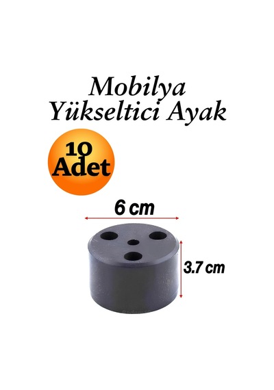 Capsule 3.7 Cm Siyah 10 Adet Mobilya Ayak Yükseltici Baza Ayağı Koltuk Kanepe Altı Puf Ayakları Siyah Siyah