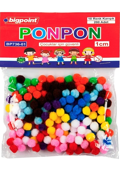 Bigpoint Renkli Ponpon 1 Cm 10 Renk - 200'Lü Poşet