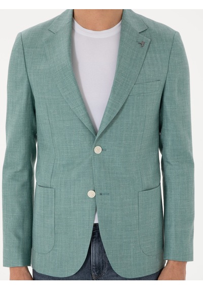 Cacharel Mint Slim Fit Yün İpek Karışımlı Blazer Ceket Mınt