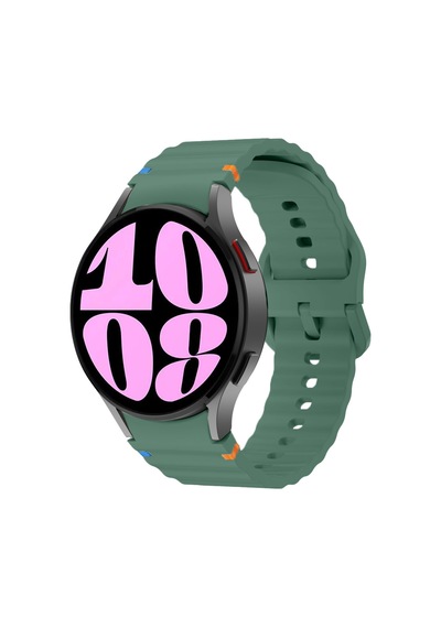 Samsung Galaxy Watch 6 40-43-44-47mm İle Uyumlu Metal Tokalı Dalgalı Spor Silikon Kordon