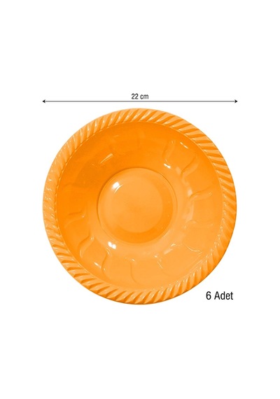 Roll Up Plastik Yuvarlak Kase Turuncu 22 CM. 6'lı